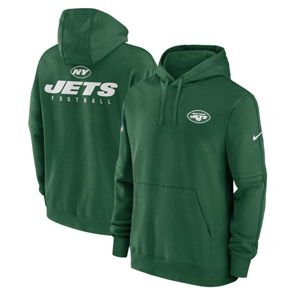 Men's New York Jets Green Sideline Club Fleece Pullover Hoodie